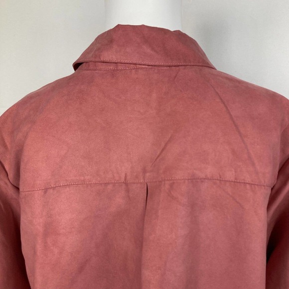 Joan‎ Rivers Shirt Womens Sz S Pink Microsuede Button Up Collared Blouse - Picture 6 of 13